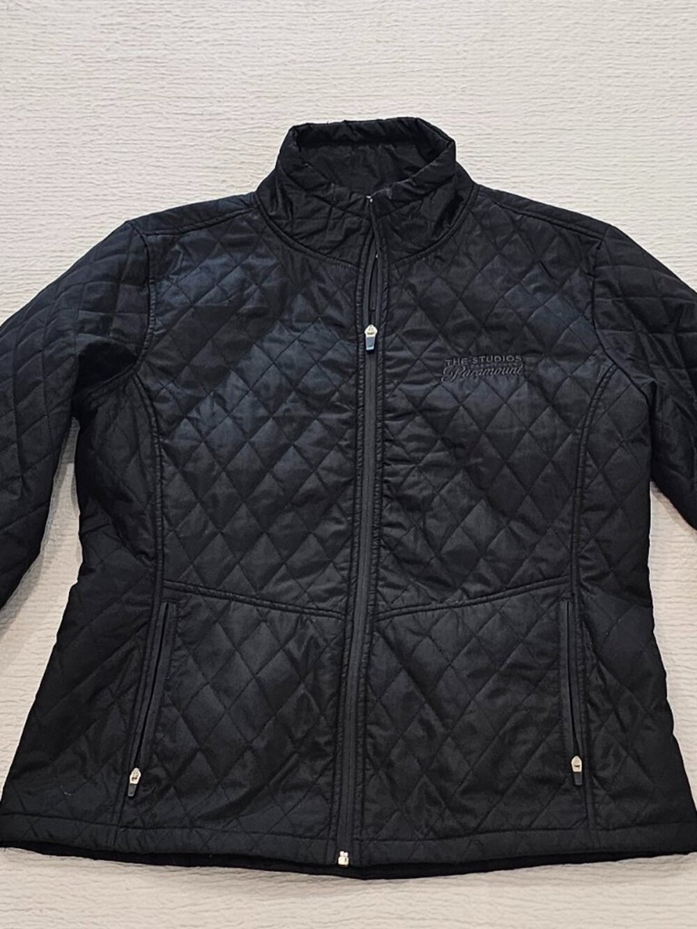 Paramount Studios Black Quilted Jacket Full Zip Lightweight Coat